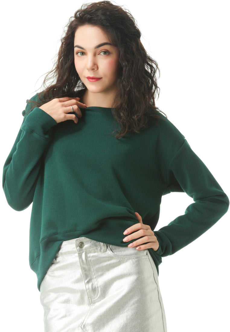 Green Sweatshirt with Shoulder Details - Green