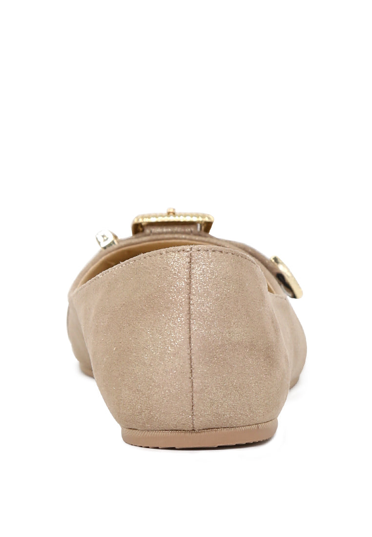 Gold Buckle Ballerinas - Gold