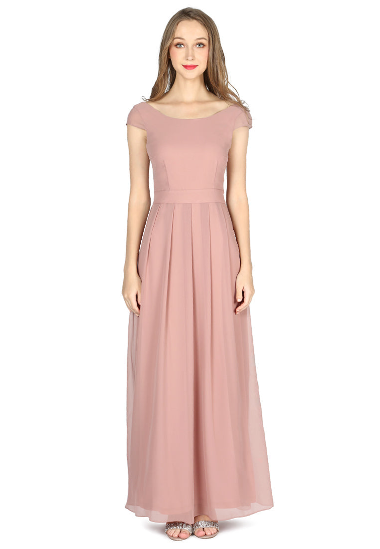 Light Coffee Chiffon Maxi Dress - Brown