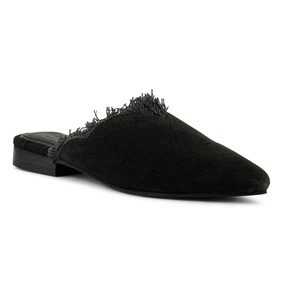 molly frayed leather mules#color_black