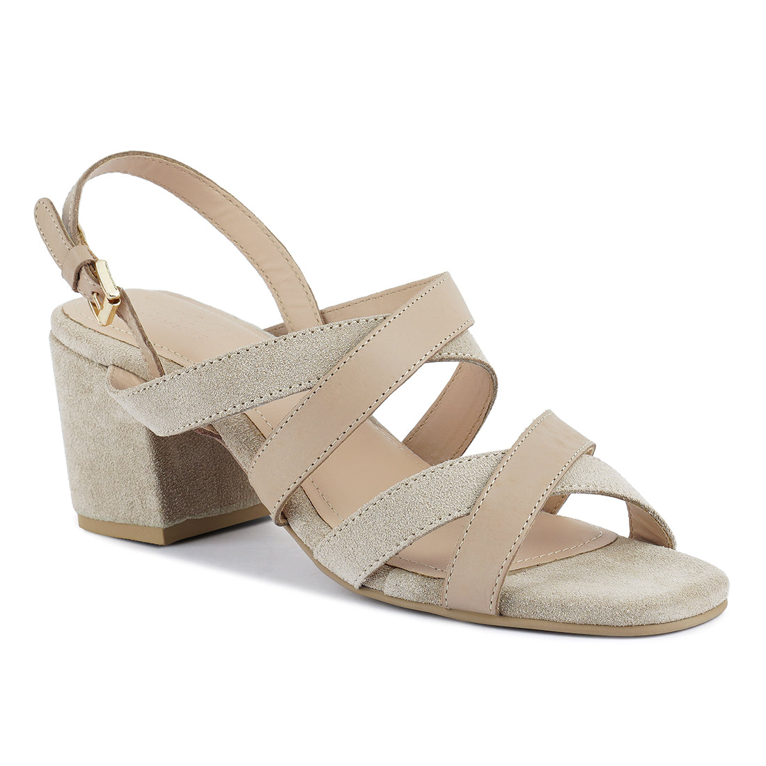 MON-LAP Mid Heeled Block Leather Sandal