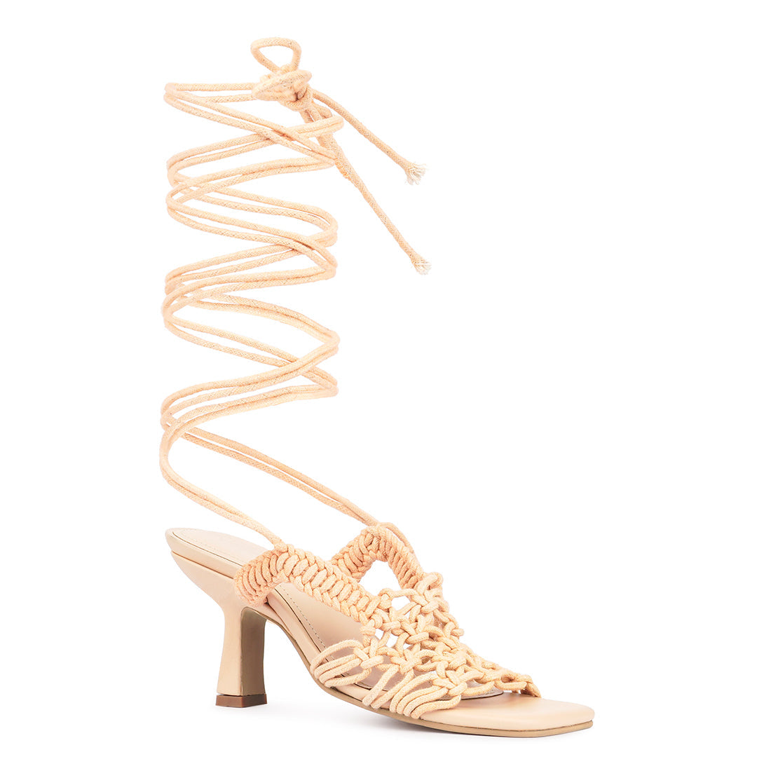 Peach Braided Handcrafted Lace Up Sandal