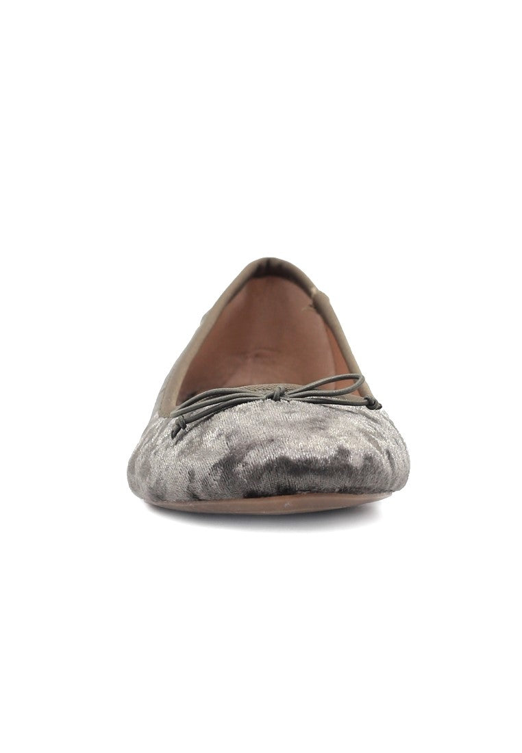 Khaki Velvet Flat Ballerinas - Brown