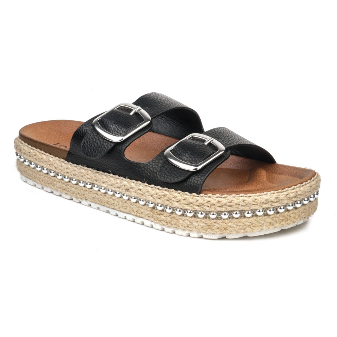 Black Braided Espadrilles with Metallic detail in flatform - Black