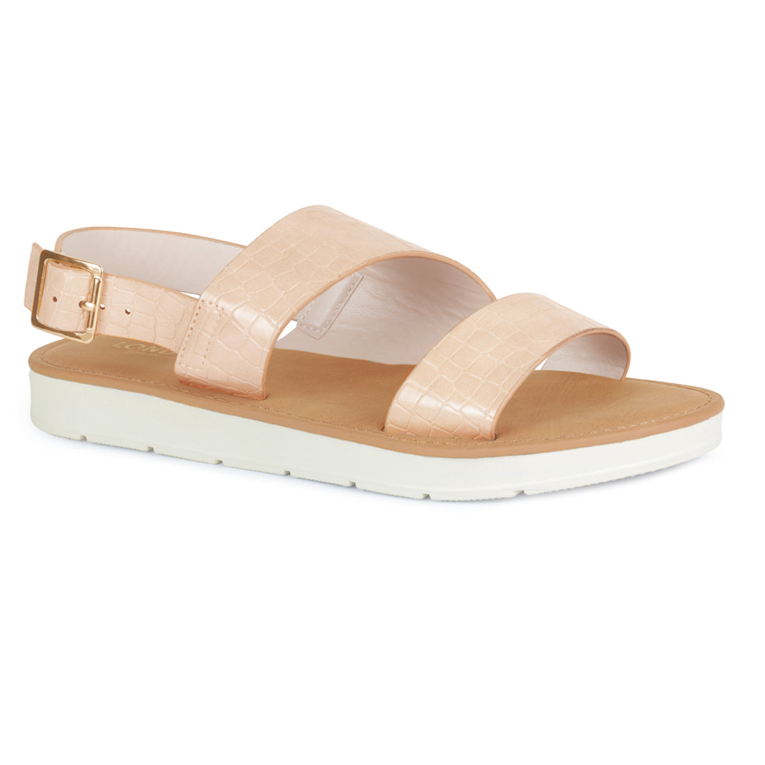 Cream Croc Sling-back Sandal - Cream