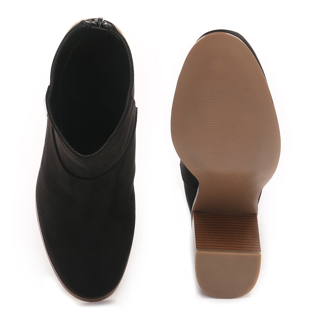 Block Heeled Ankle Boots In Black