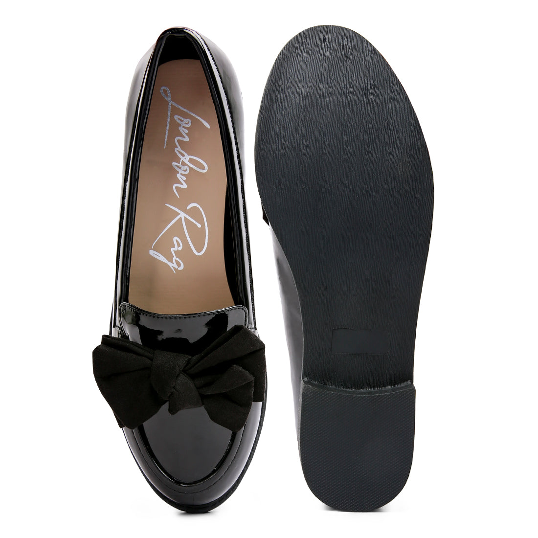 Black Bow berry Bow-Tie Patent Loafers