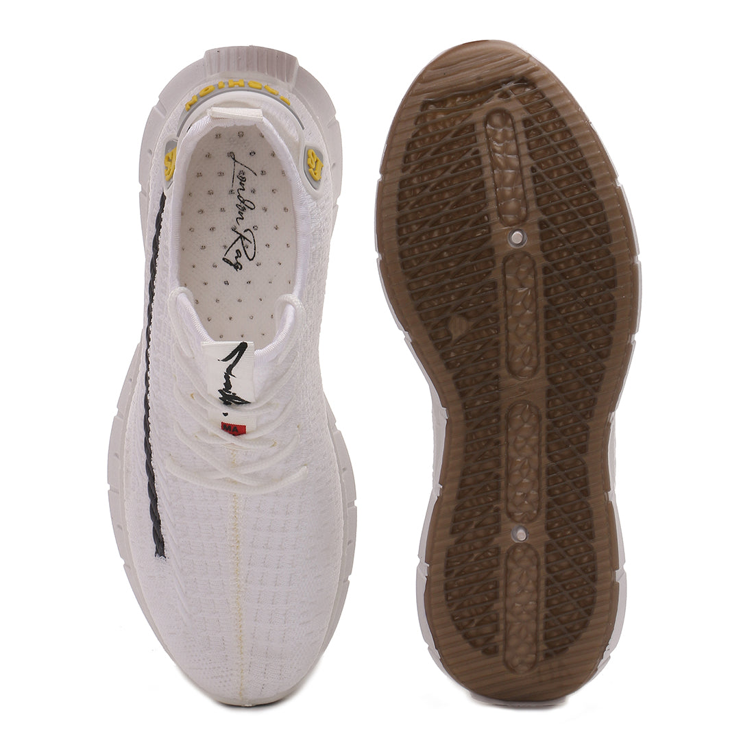 Men's White Walking Knitted Sneakers