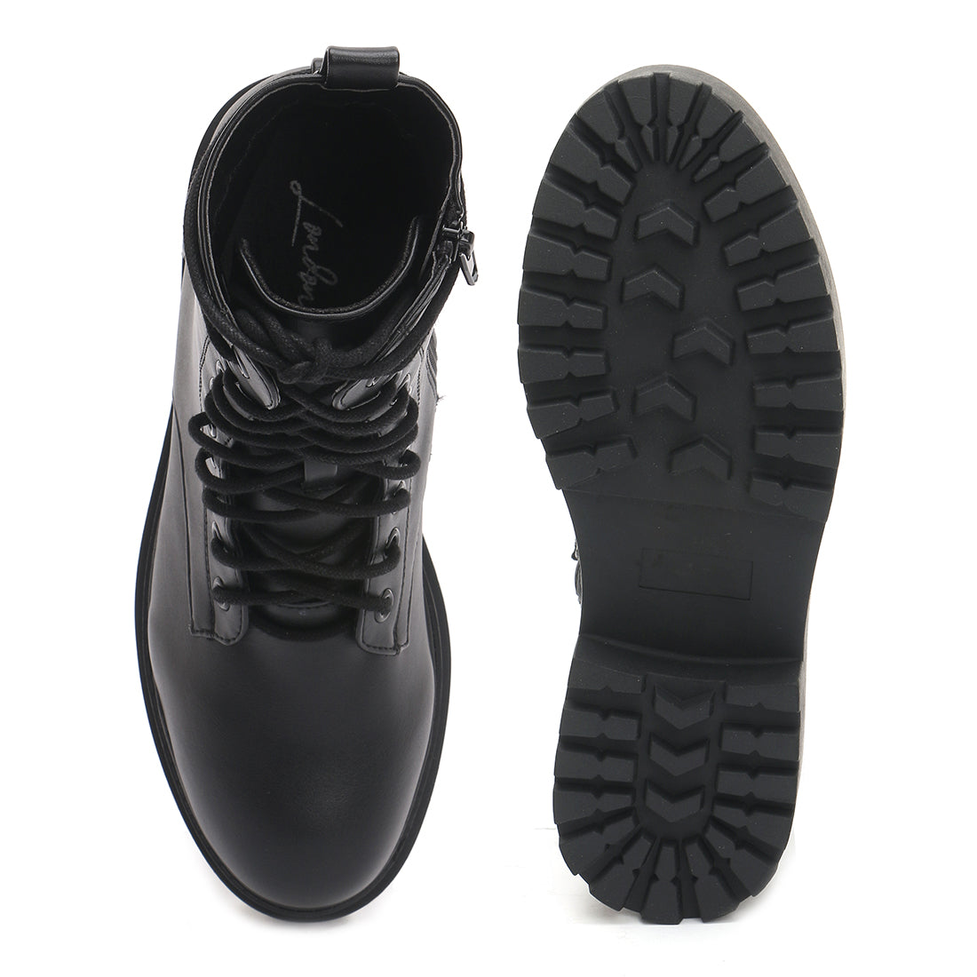 Black Lug Sole Biker Boots