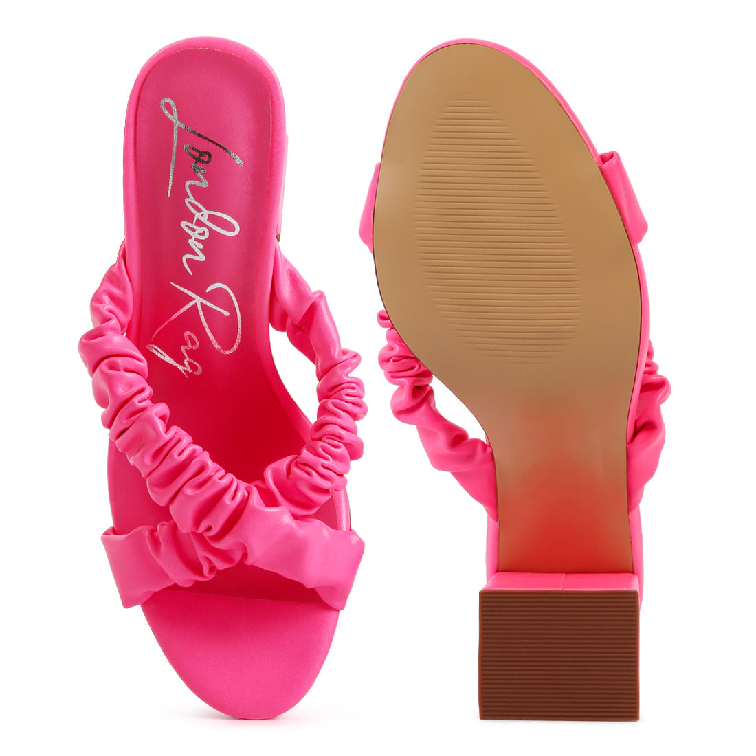 Strap Block Sandals in Neon Pink