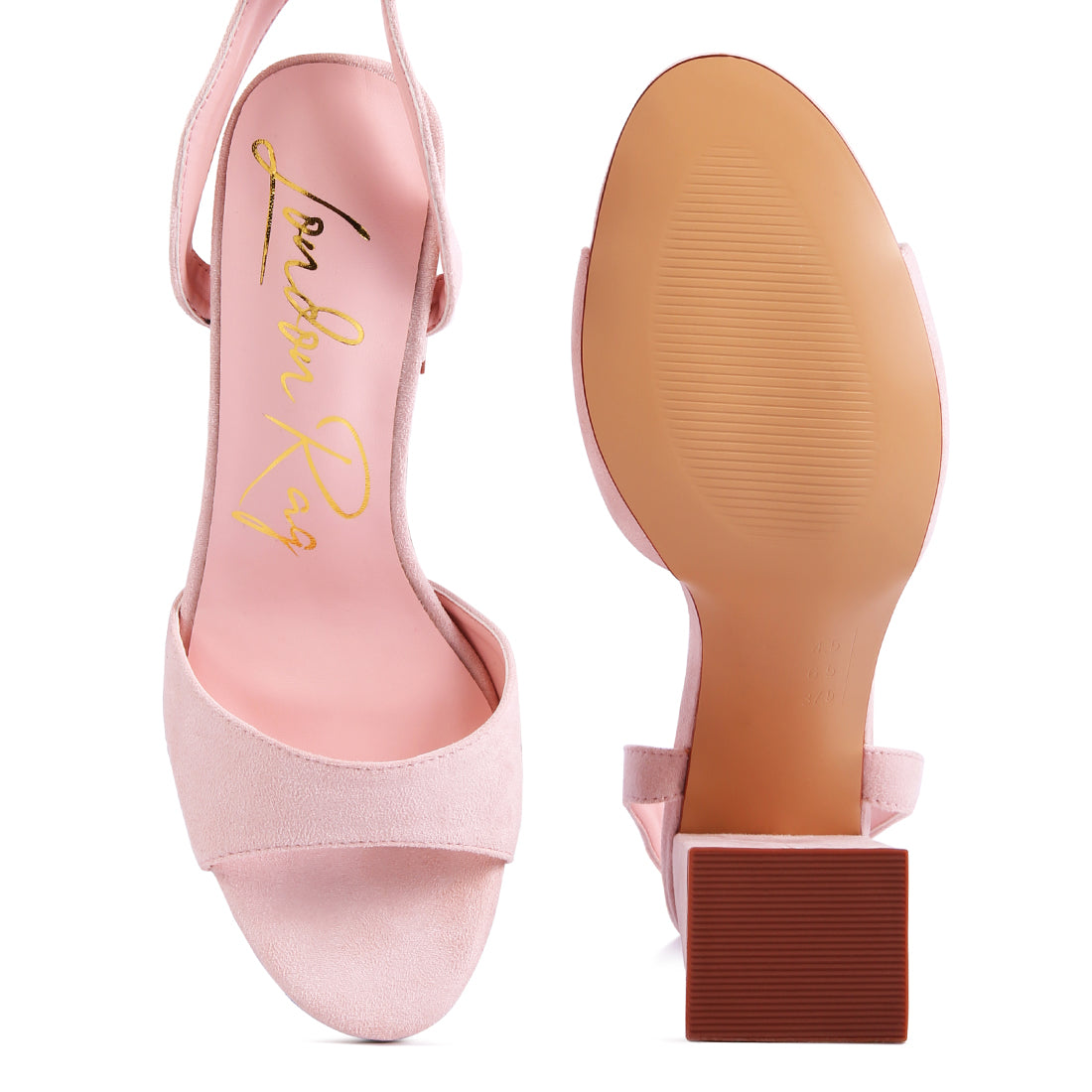 Blush Chain Detail Tie Up Block Heels