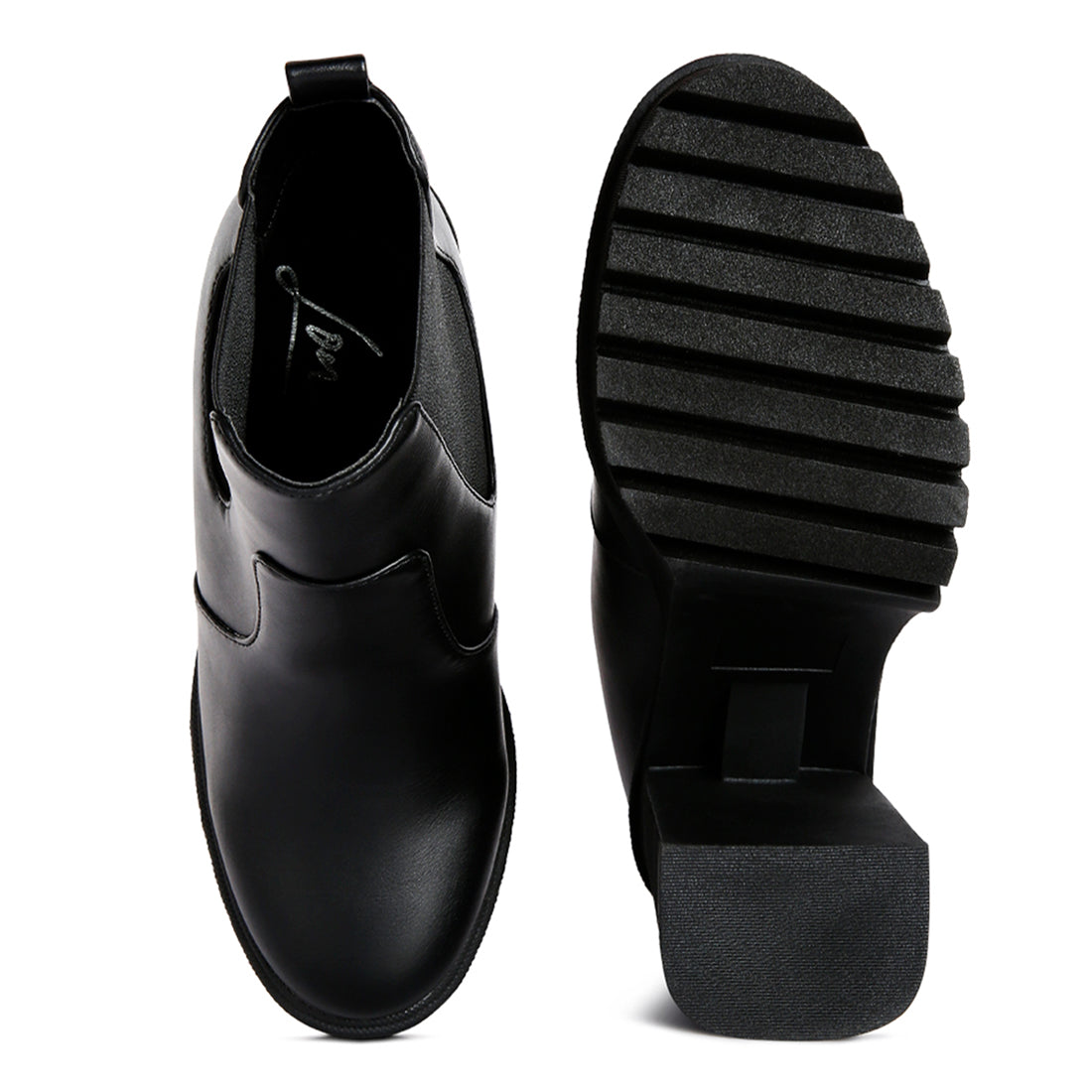 Black High Platform Block Heel Chelsea Boots