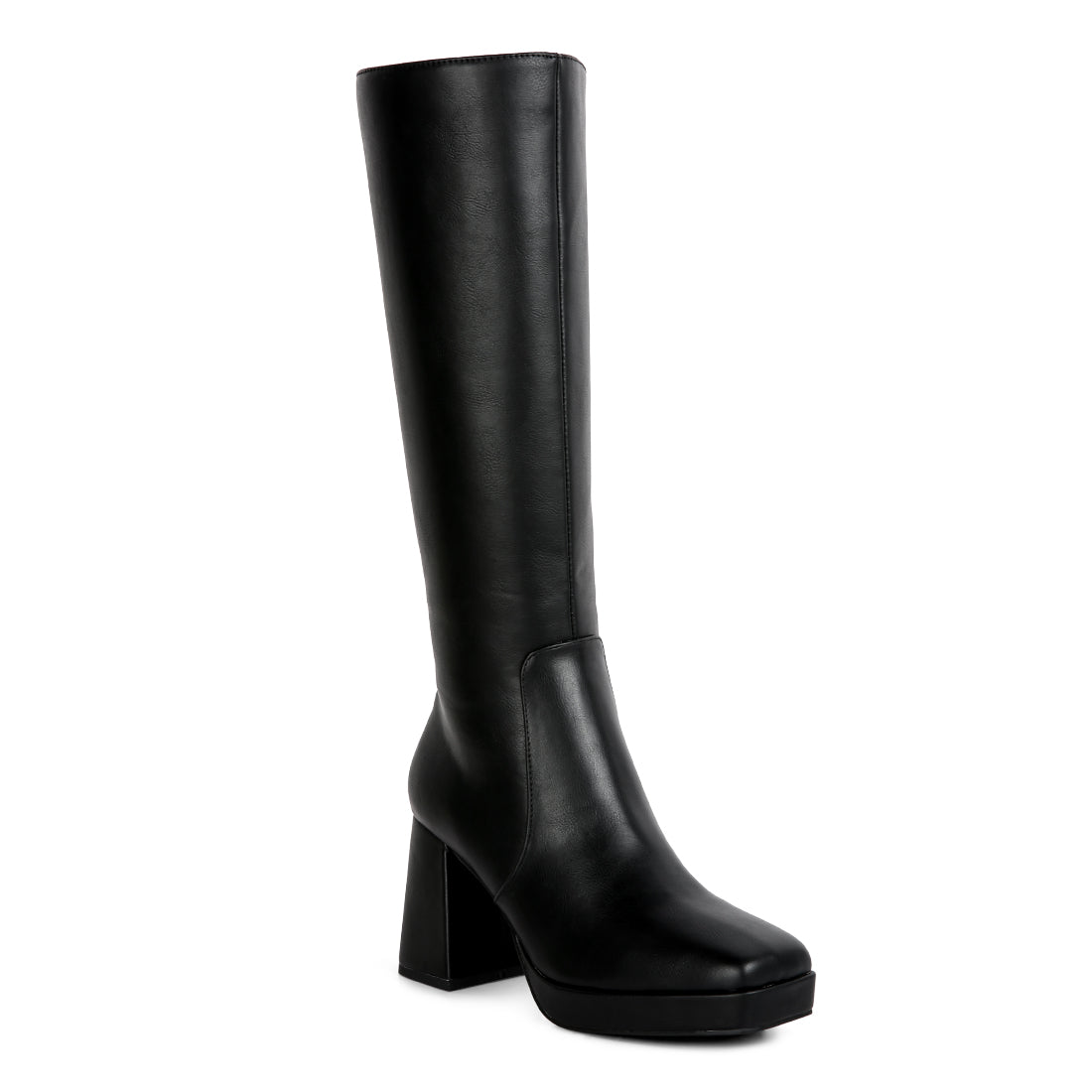 Black Bouts High Calf Block Heel Boots