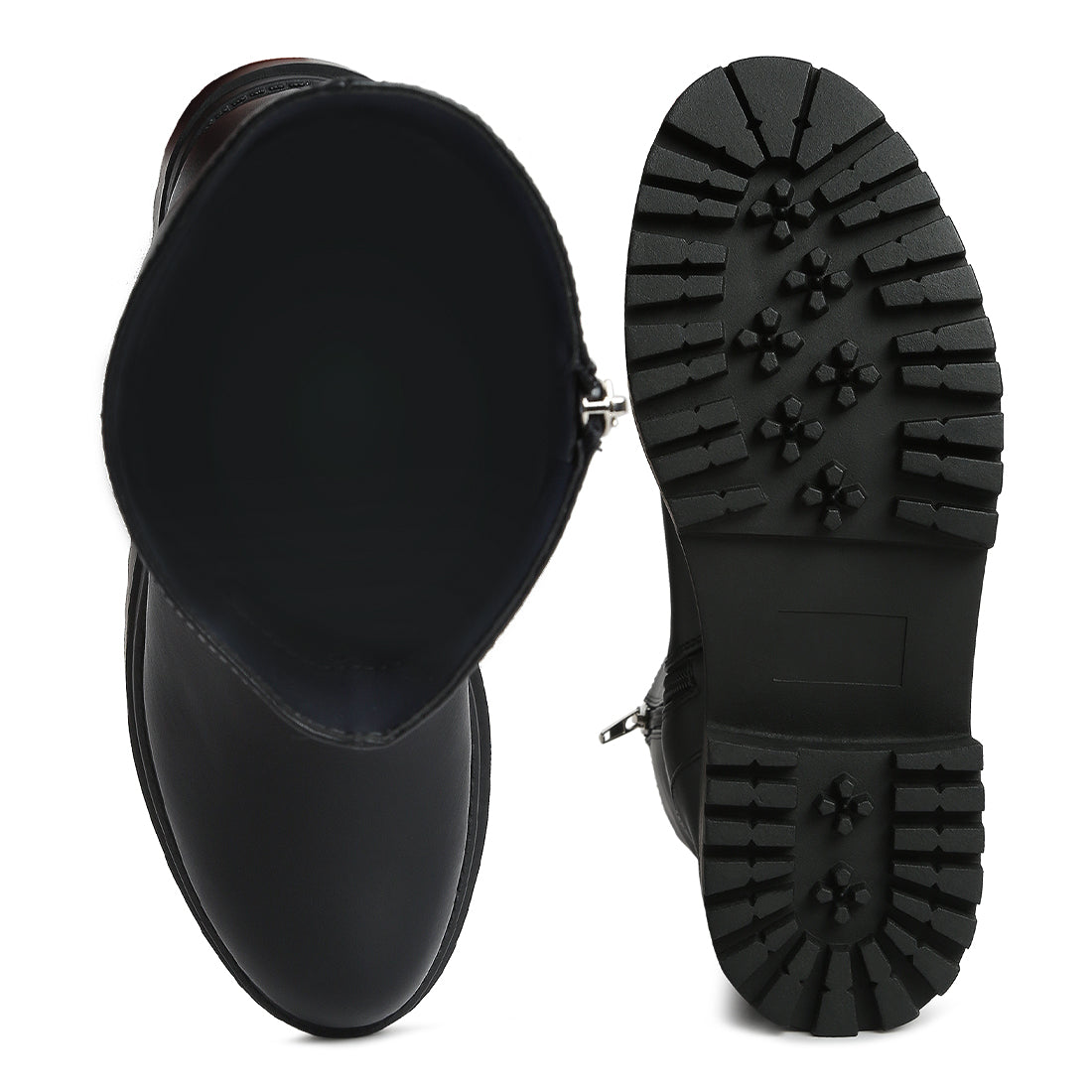 panelled lug sole boots#color_black