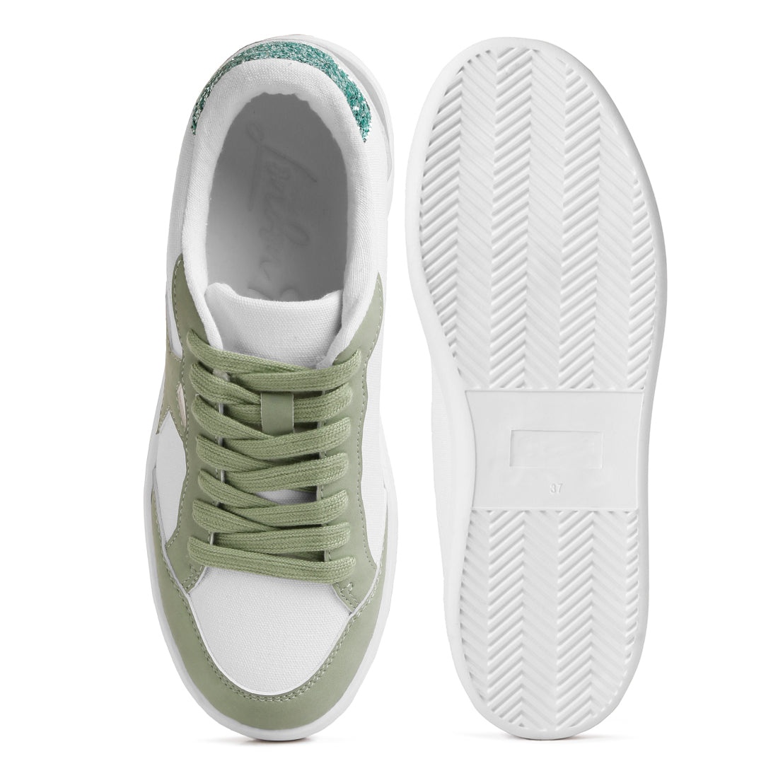 glitter detail star sneakers#color_green