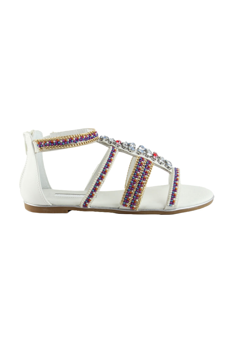 White Flat Sandals - White
