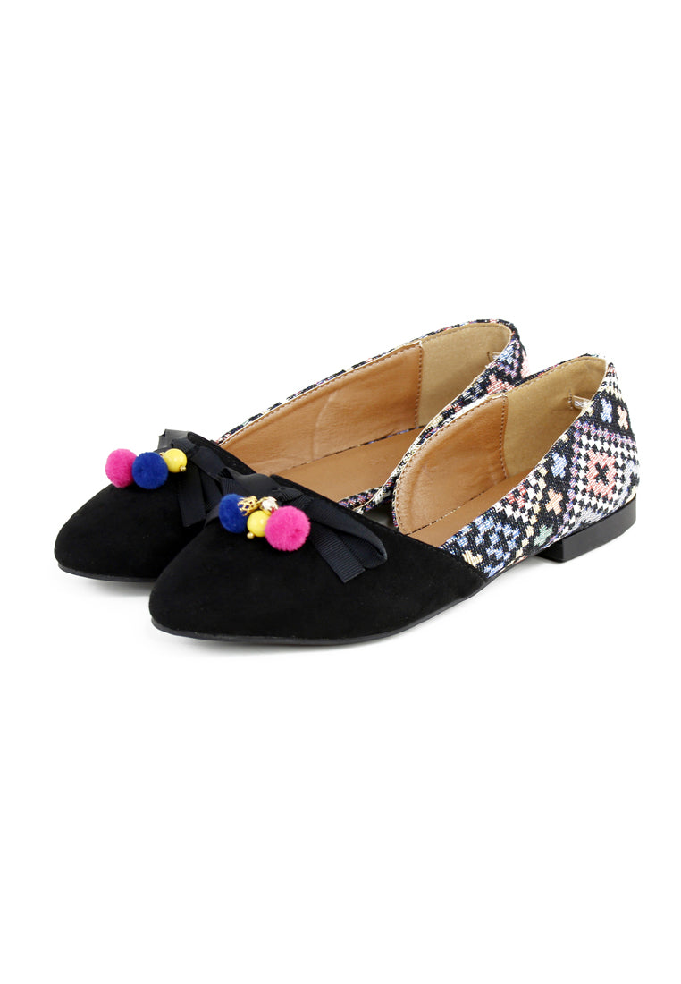 Black Printed Ballerina - Black
