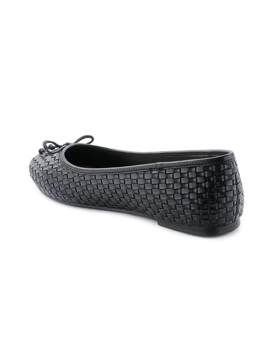 Weaving Embossed Black Ballerinas - Black