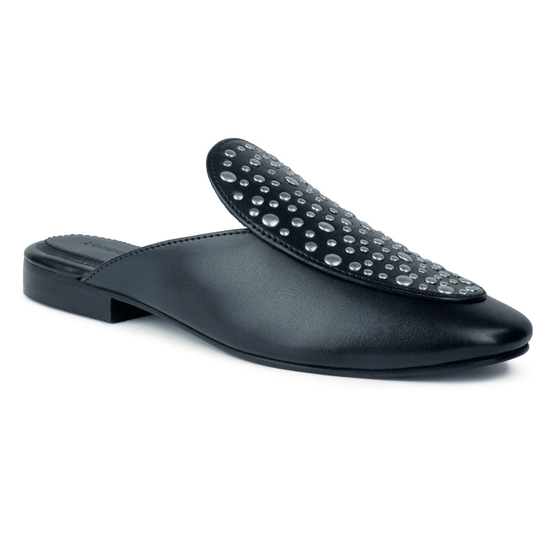 Black Slip-On Studded Mule - Black