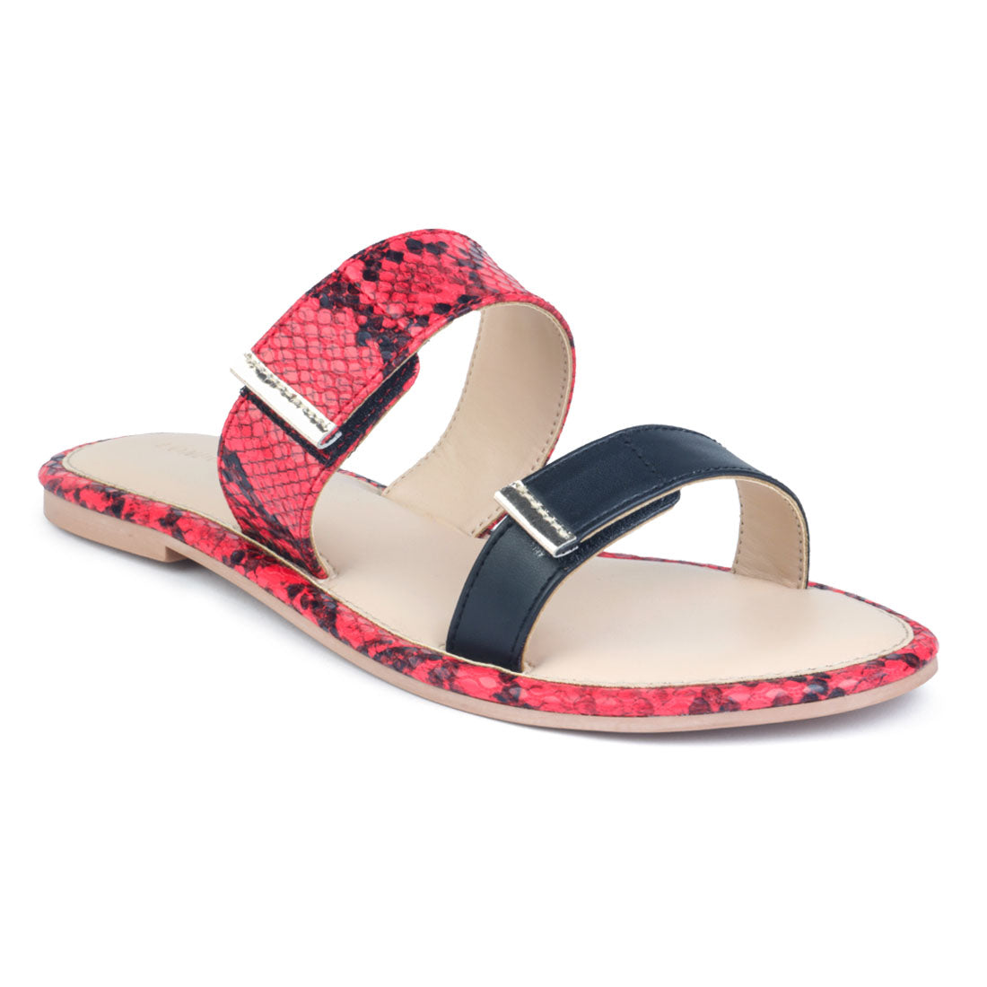 Red Snake Print Slip-On Flat - Red