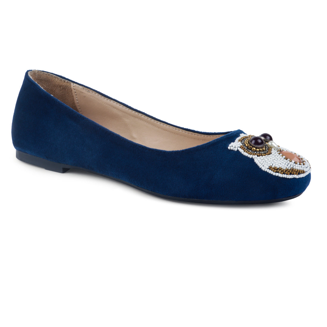 Blue Night Owl Suede Ballerinas - Blue