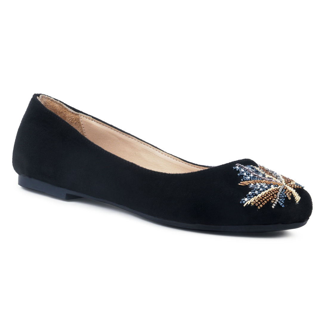 Black Garden Fly Suede Ballerinas - Black