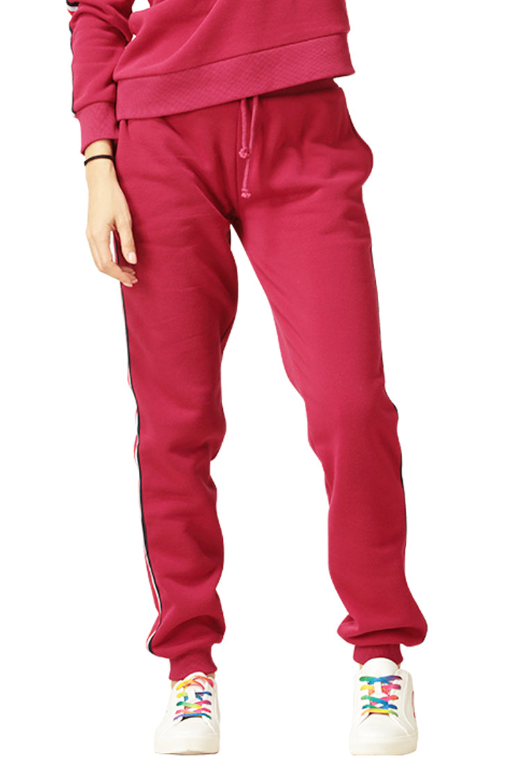 Wine Drawstring Joggers - Wine