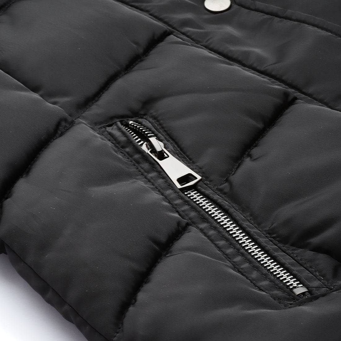 long sleeves puffer hoodie#color_black