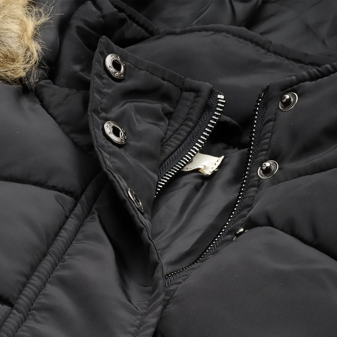 long sleeves puffer hoodie#color_black