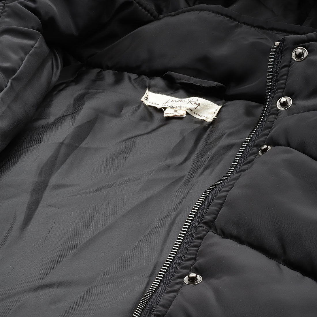 long sleeves puffer hoodie#color_black