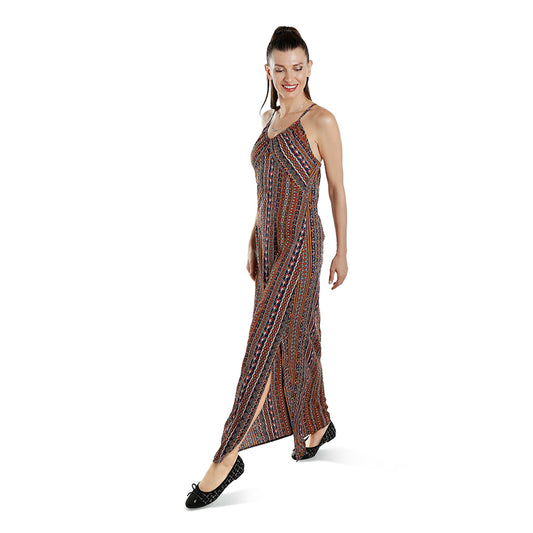 crisscross back side slit maxi dress#color_multi