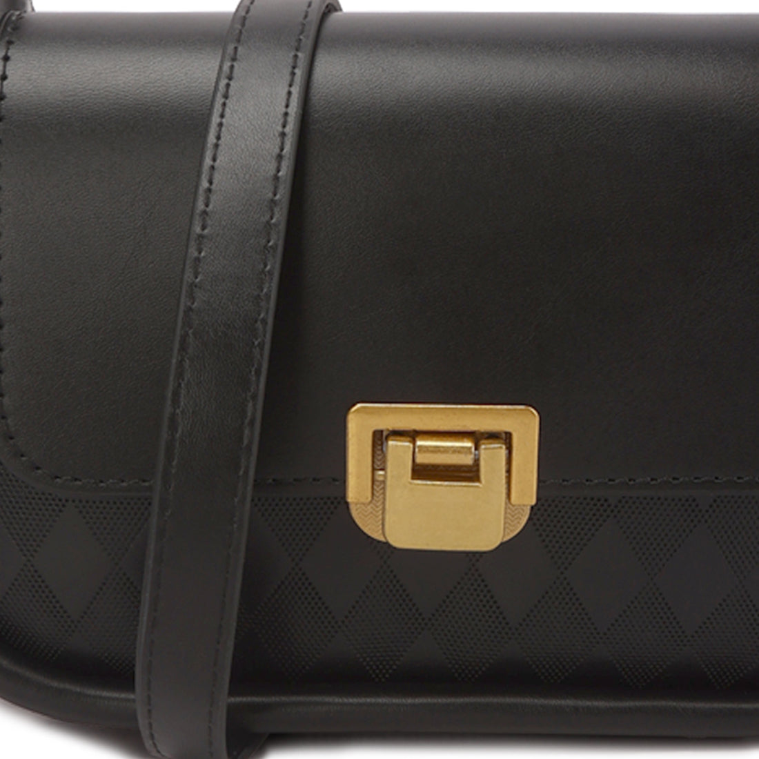 faux leather sling bag#color_black