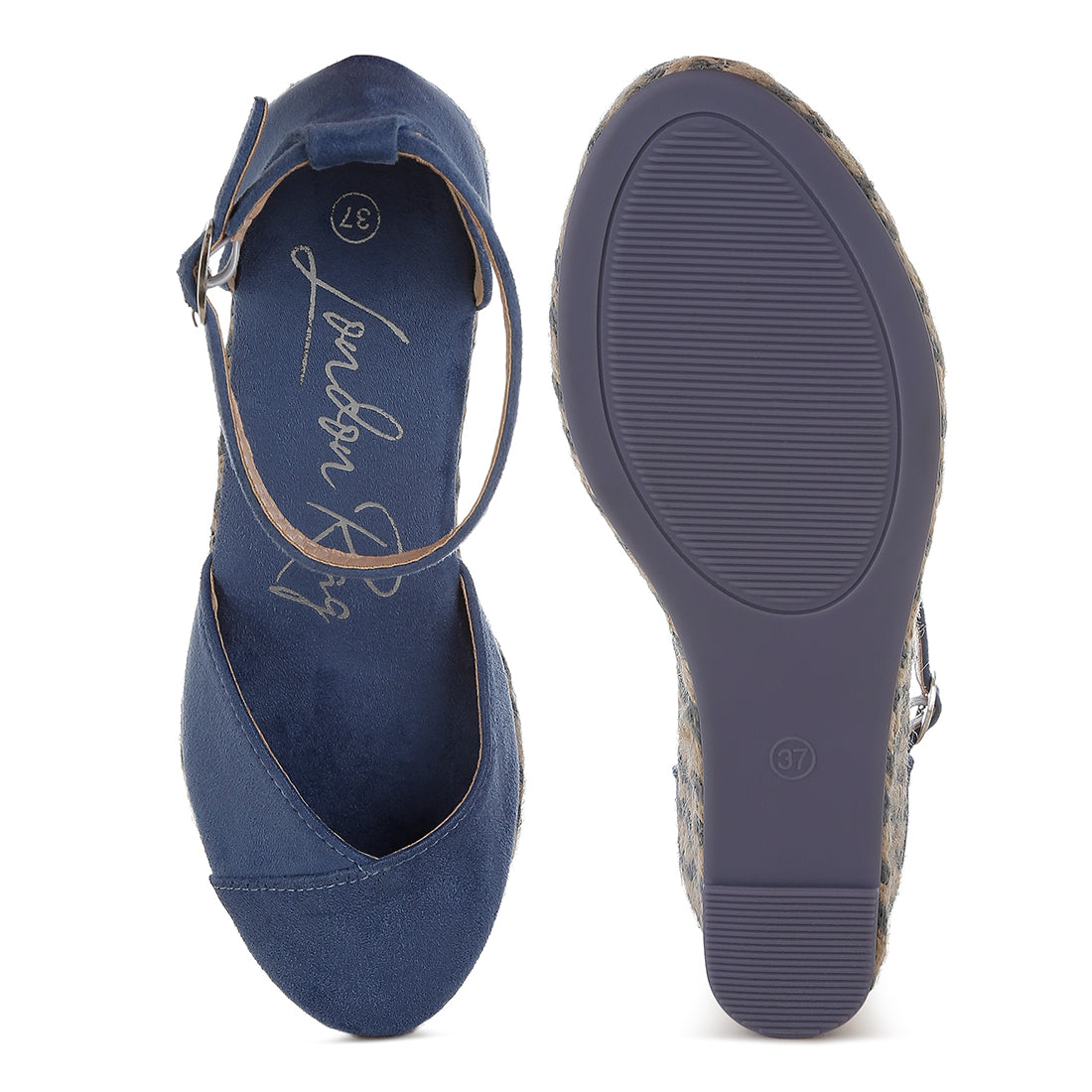 women wedge heel espadrilles sandals#color_navy