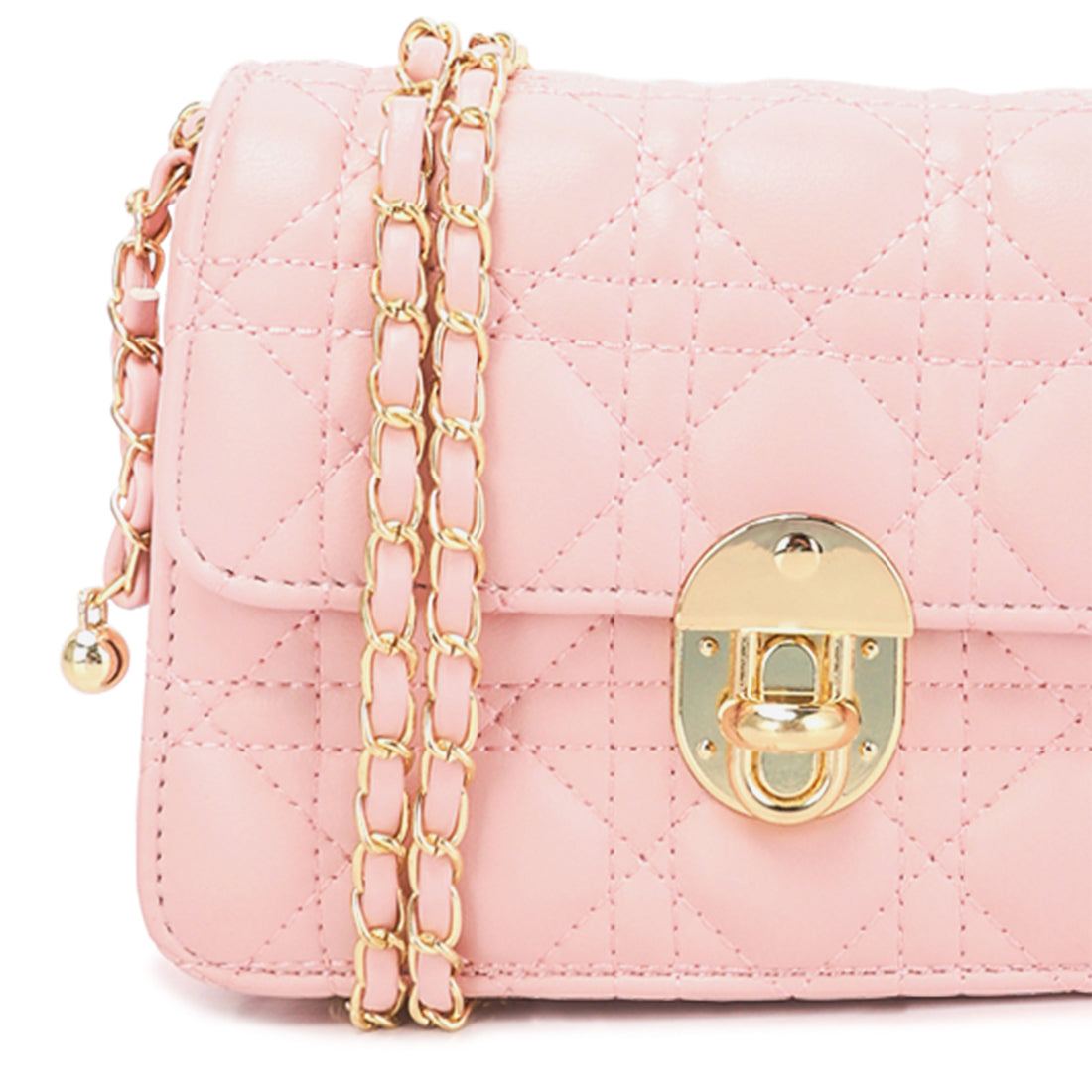 quilted metallic buckle cluch bag#color_pink
