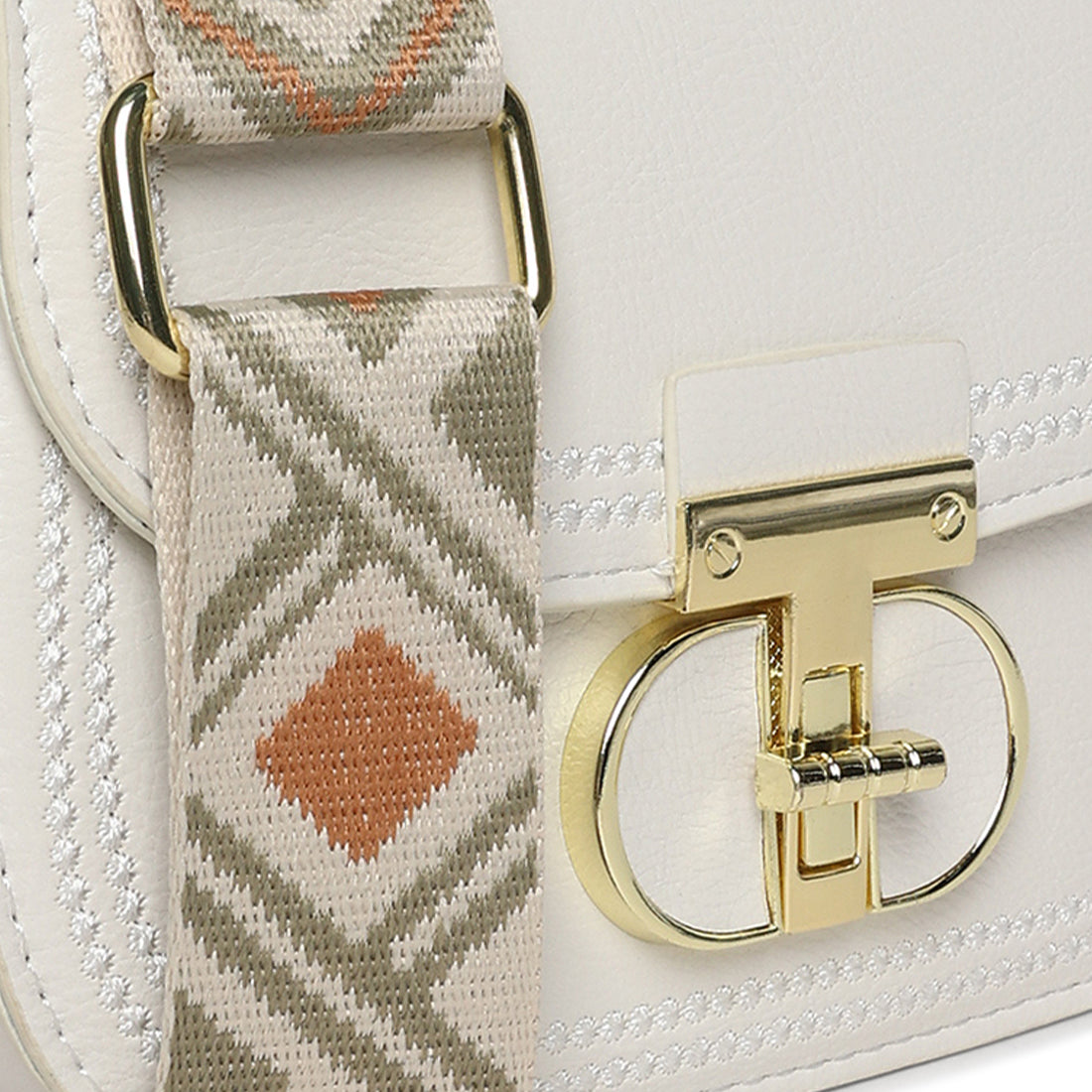 geometric strap shoulder bag#color_white