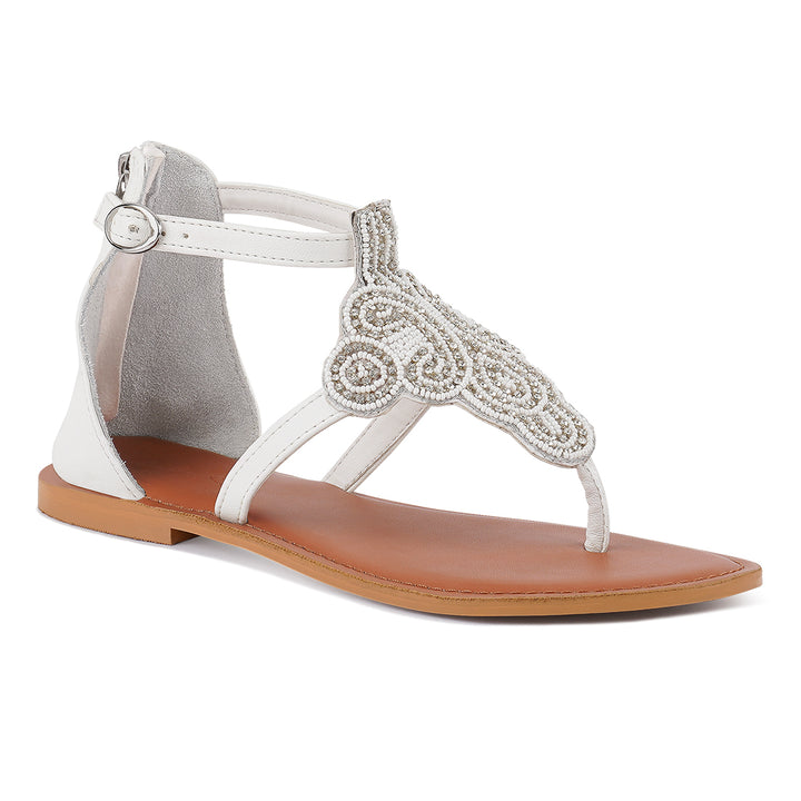 beads and rhinestones flat sandals#color_white