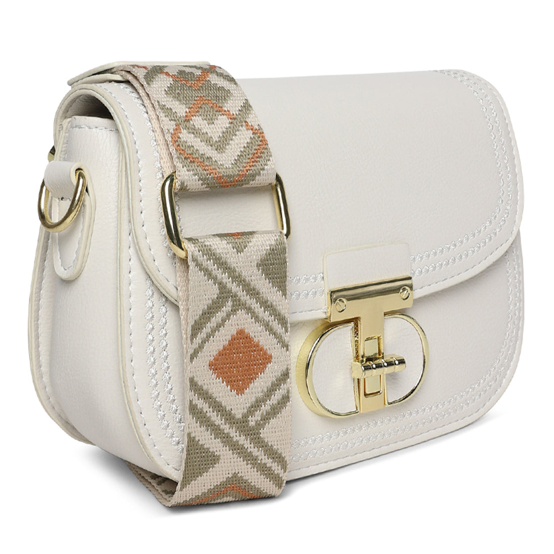geometric strap shoulder bag#color_white