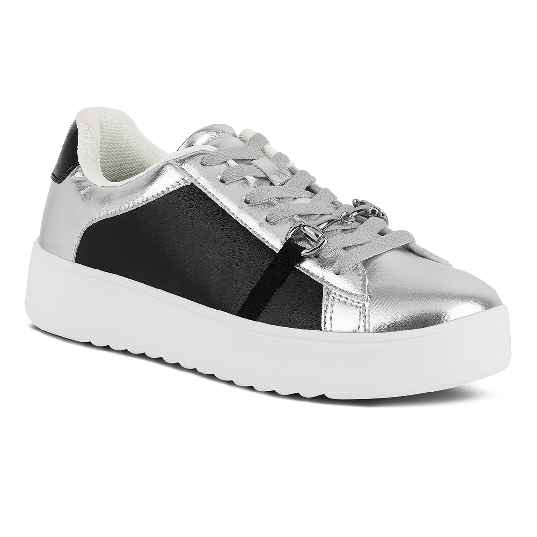 contrasting metallic sneakers#color_silver