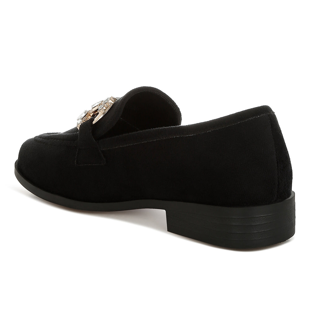 diamante embellished horsebit loafers#color_black