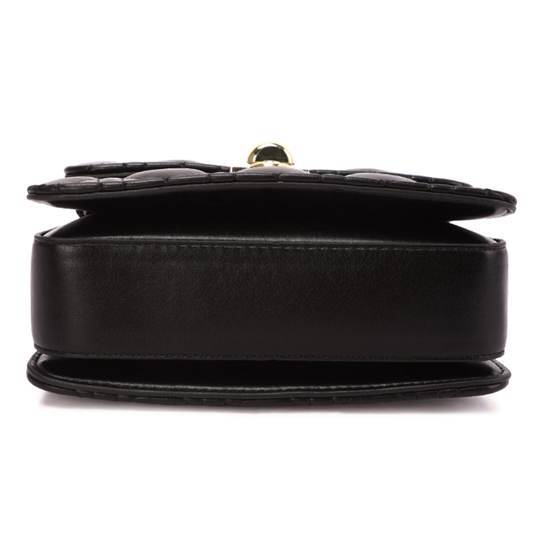 quilted metallic buckle cluch bag#color_black