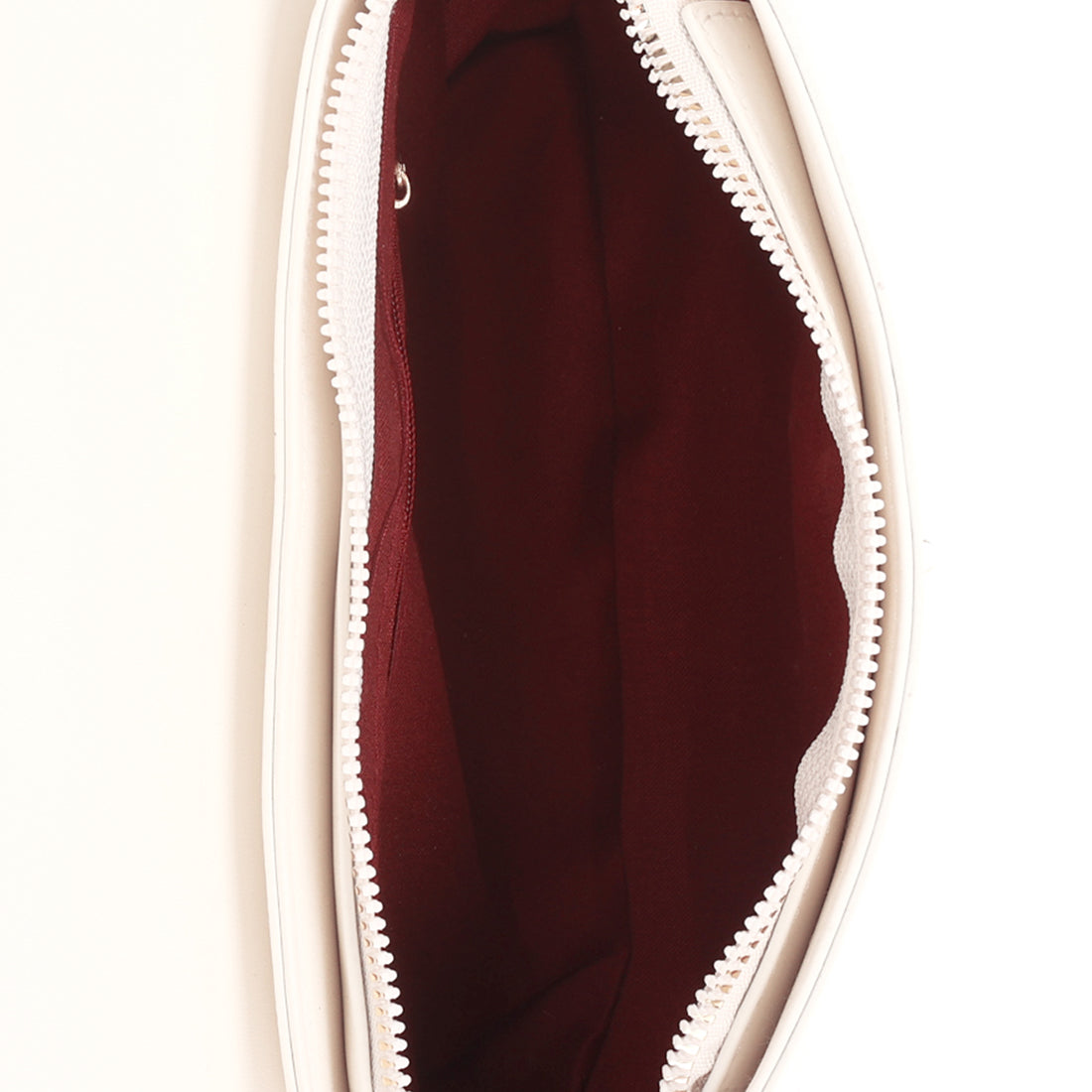 metallic buckle baguette handbag#color_white