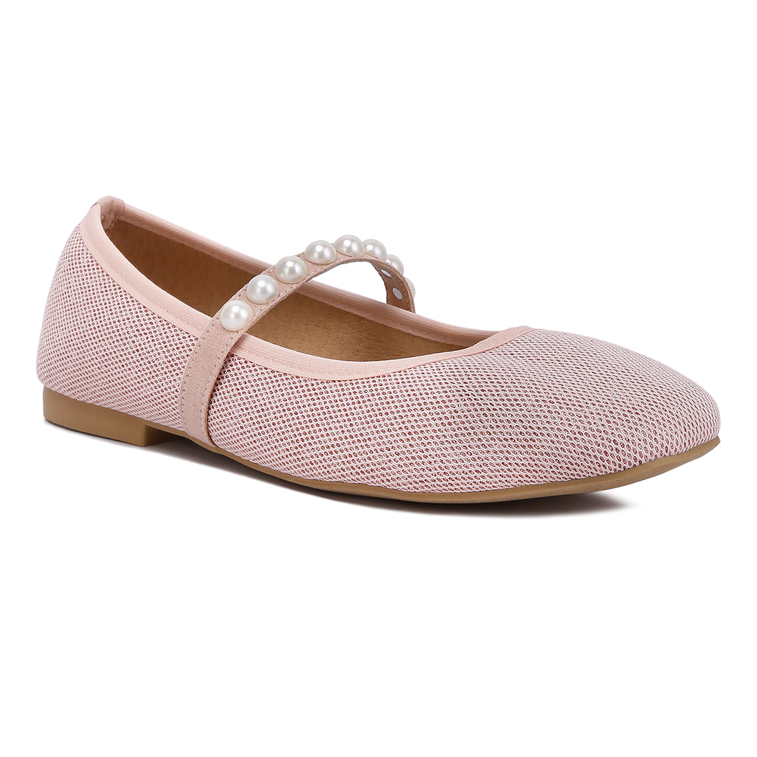 pearl embellished ballerina flats#color_pink