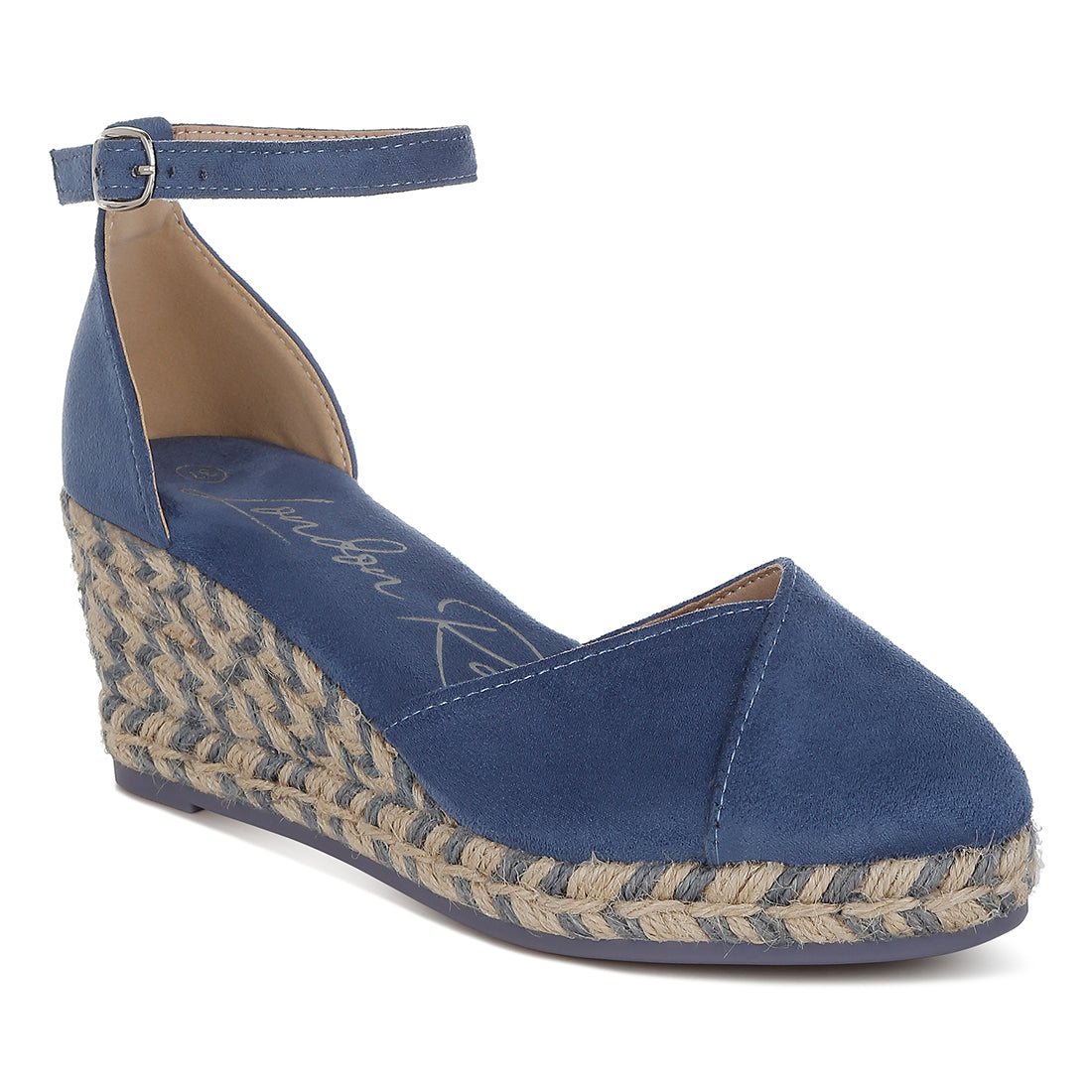 women wedge heel espadrilles sandals#color_navy
