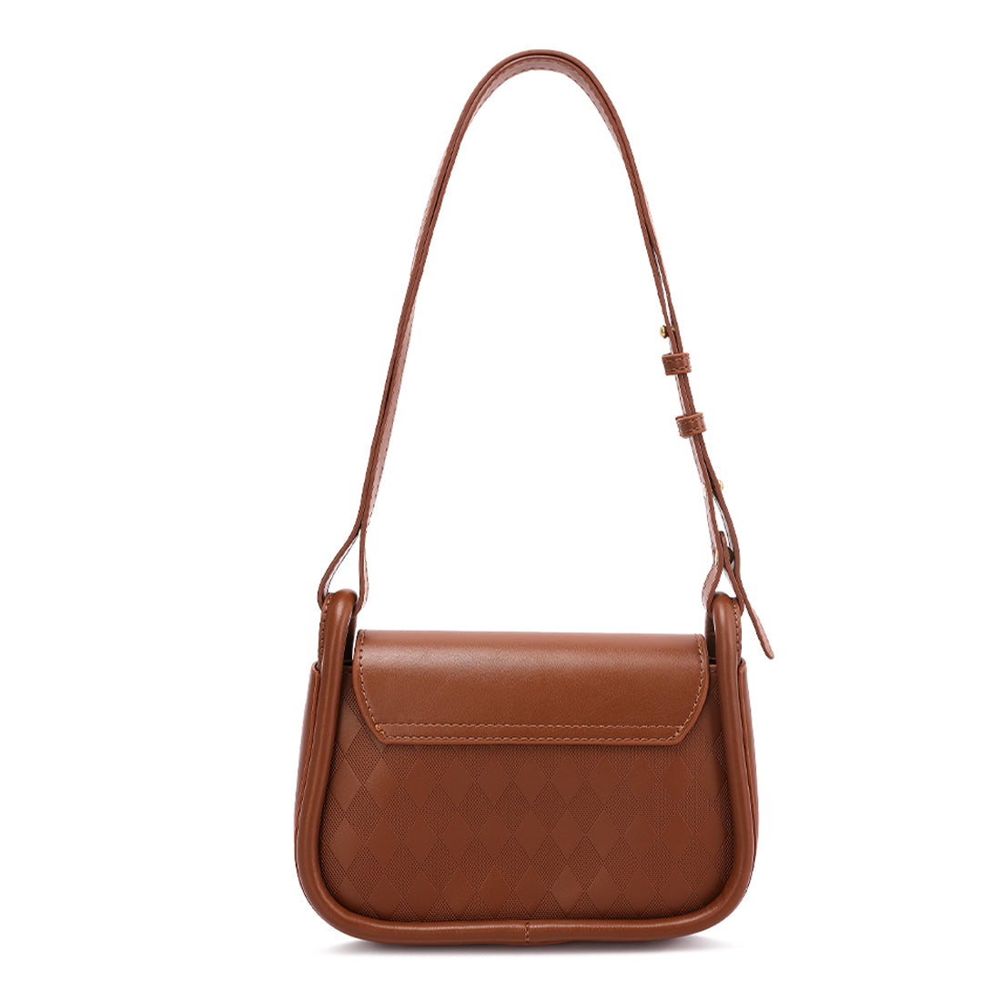 faux leather sling bag#color_brown