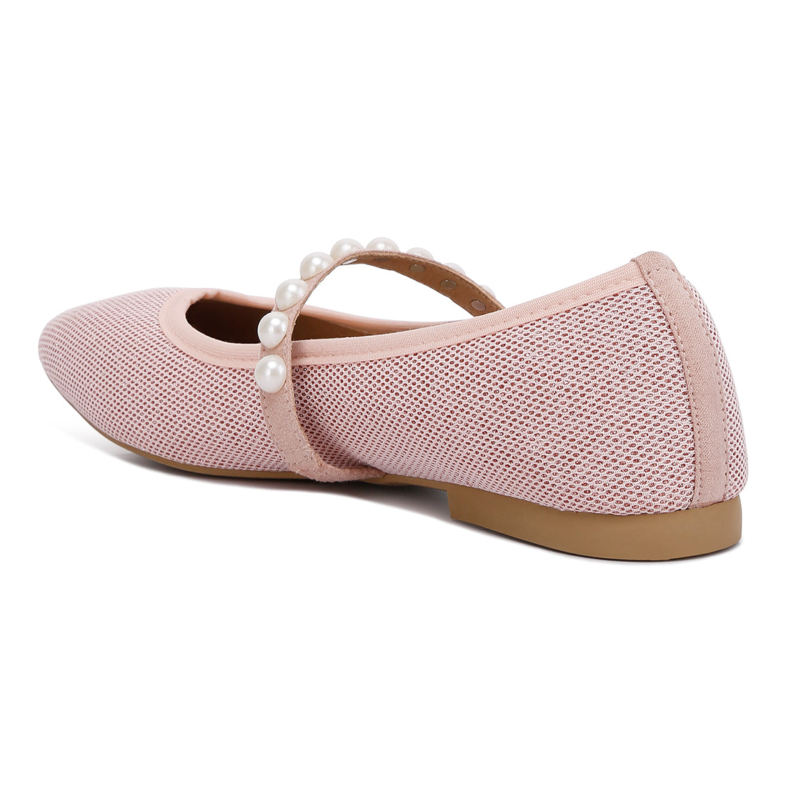 pearl embellished ballerina flats#color_pink