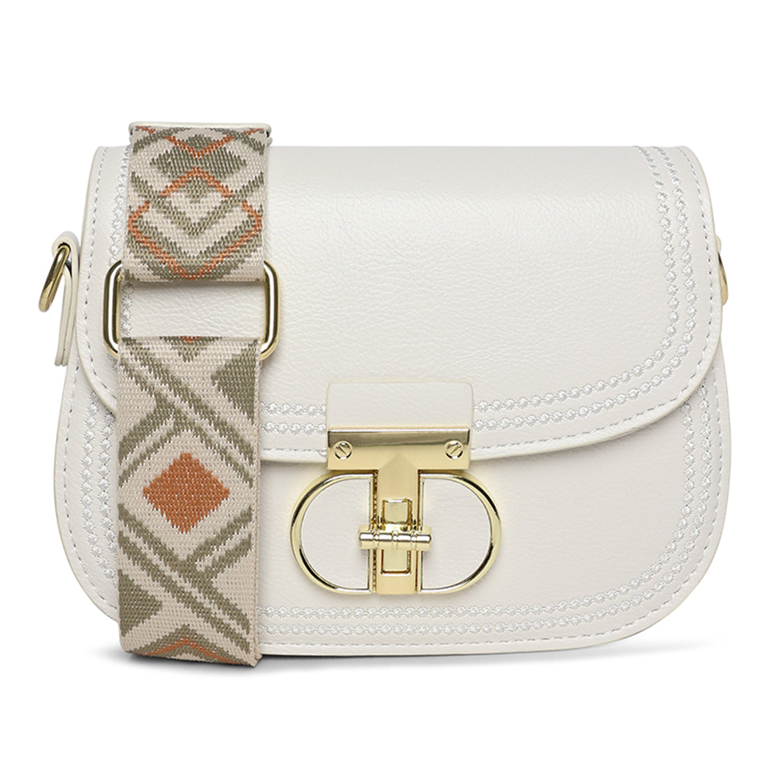 geometric strap shoulder bag#color_white