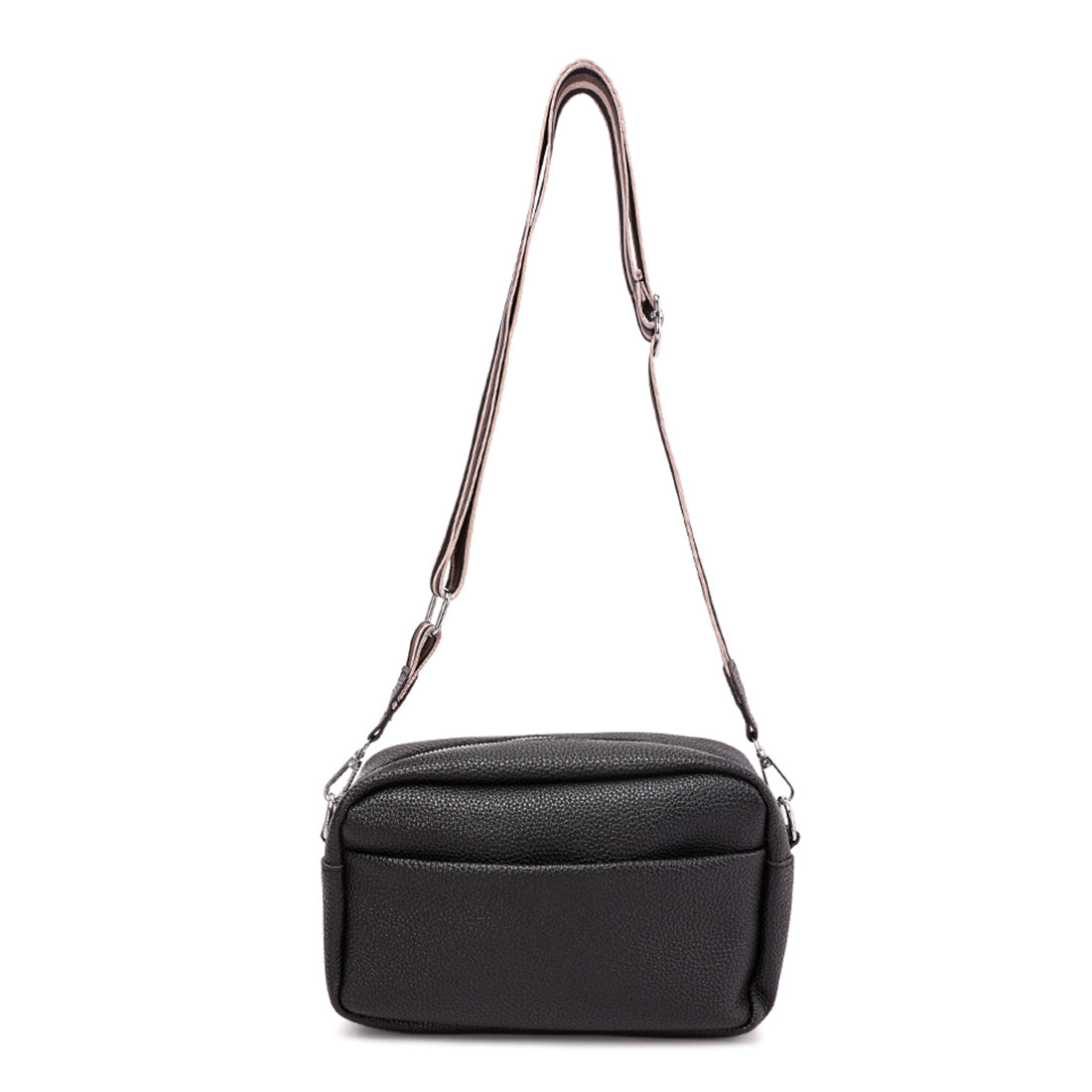 front pocket shoulder bag#color_black