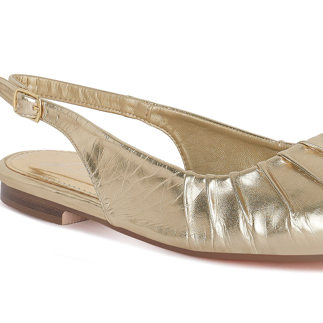 metallic square Toe flat slingbacks#color_gold