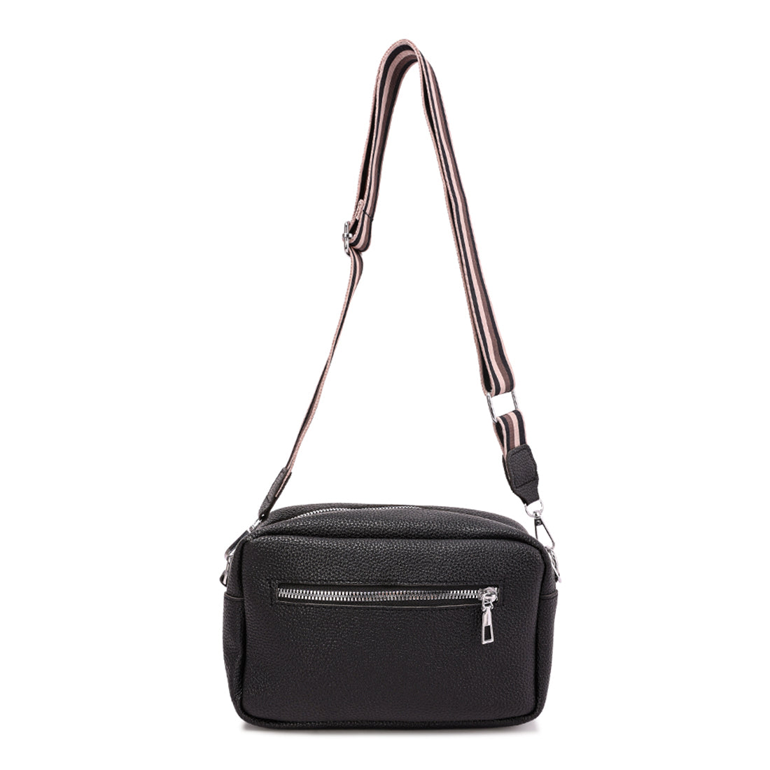 front pocket shoulder bag#color_black