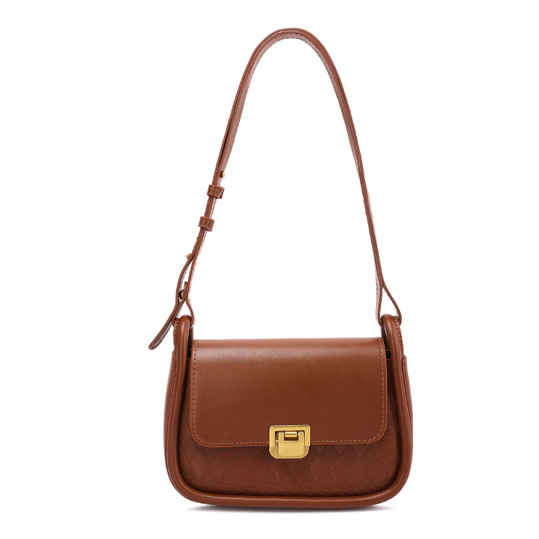faux leather sling bag#color_brown